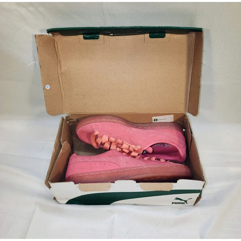 Puma Pink Suede Sneakers Size 6.5 C  Shoe Sunkissed Coral With Box‎